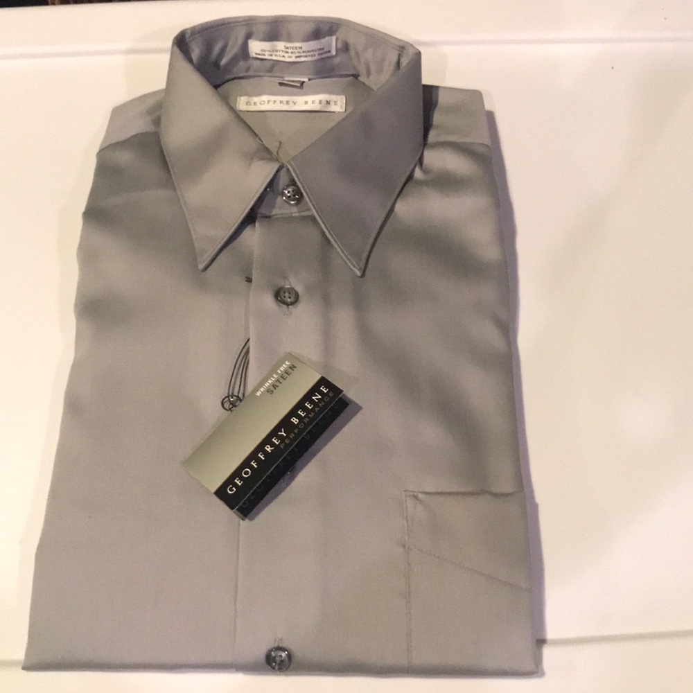 Geoffrey Beane Performance NWT Gray Sateen Shirt
